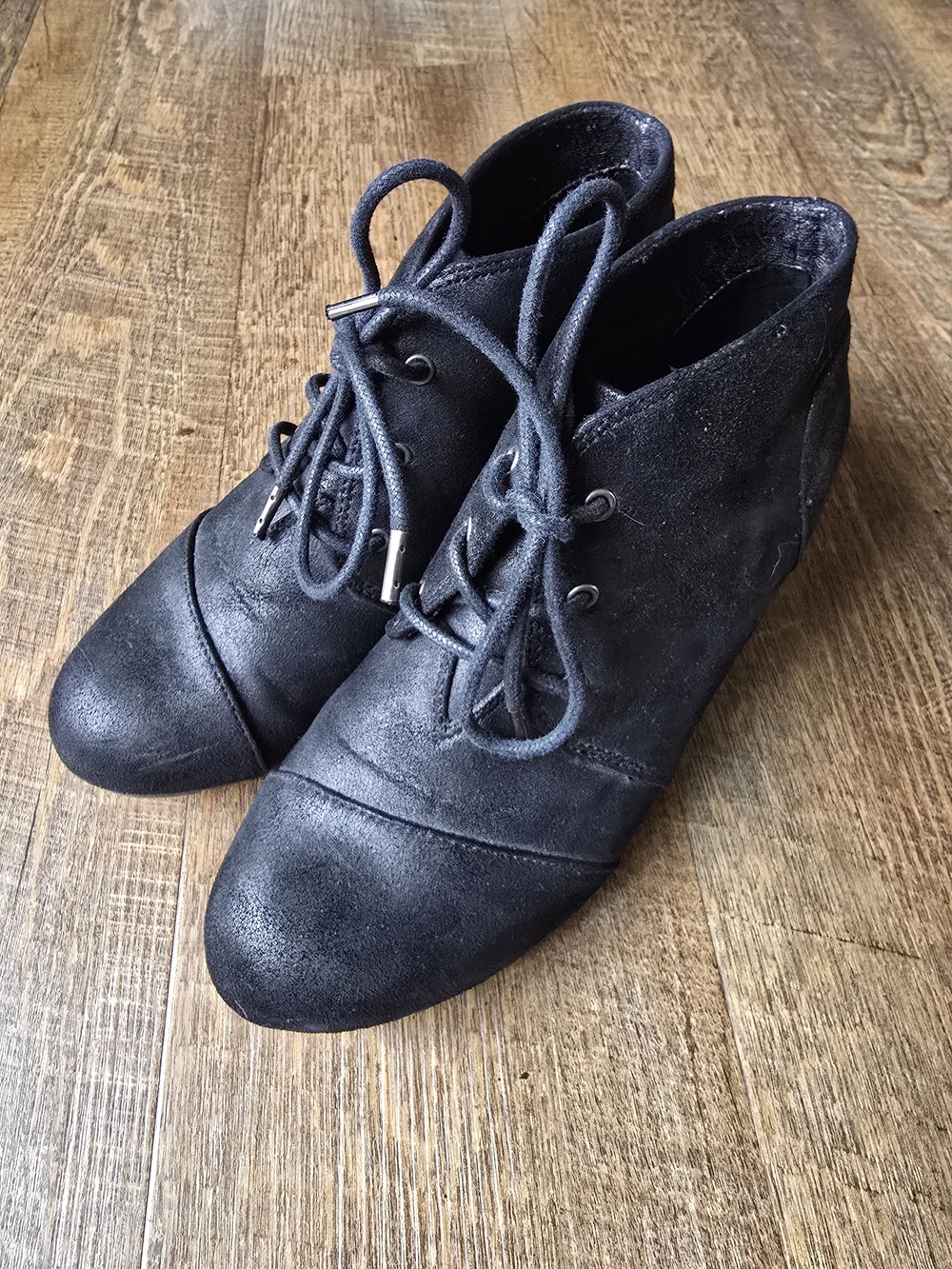 ​BOBS from Skechers Black Wedge Lace Up Ankle Booties Size 6.5